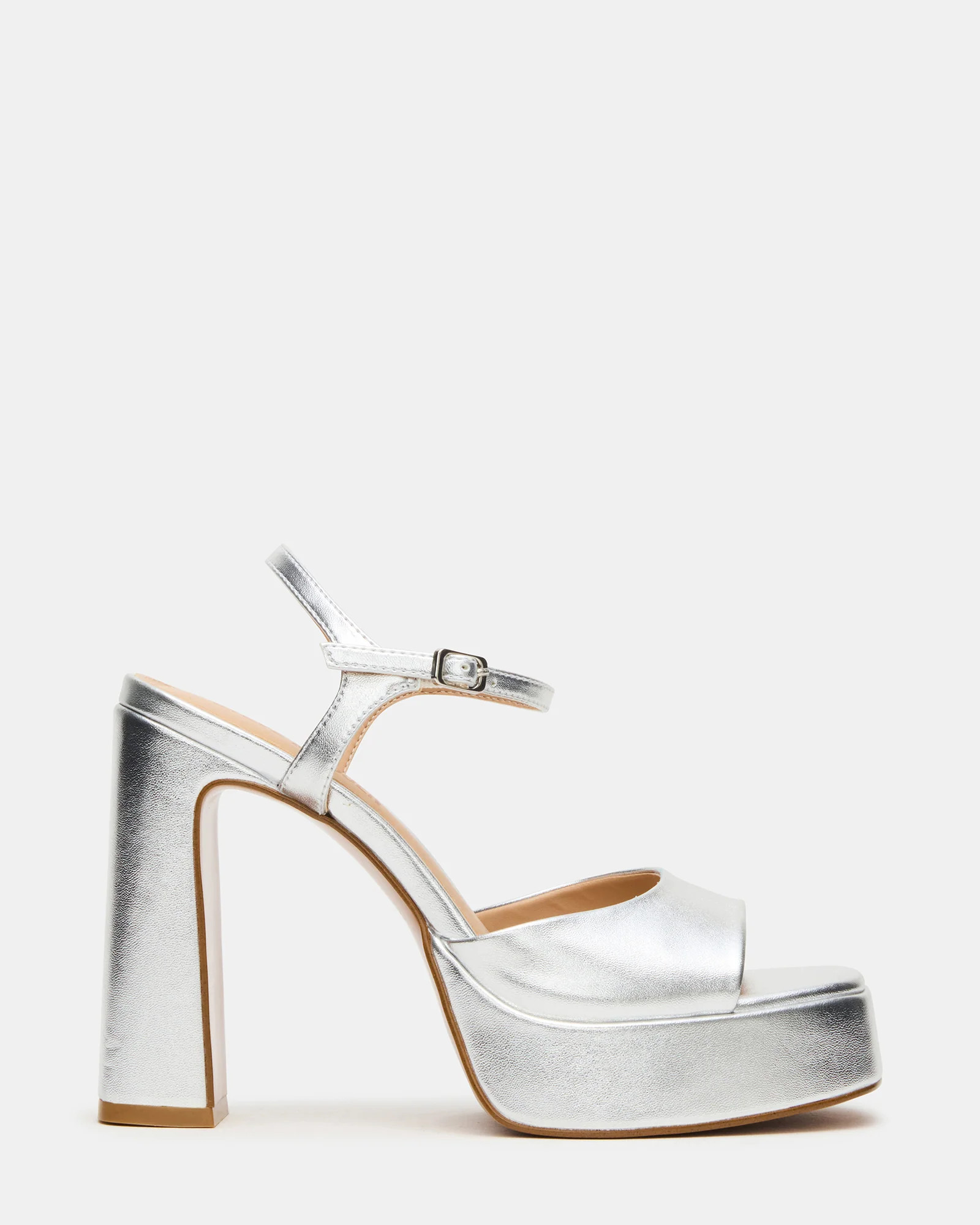 LIANDRA Silver Platform Square-Toe Strappy Women's Heel | Steve Madden (US)