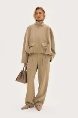 Tailored Balloon Trousers - Beige | Maebe UK