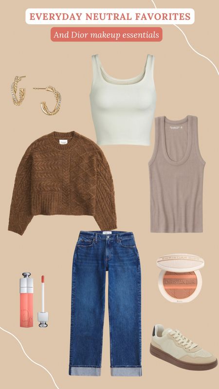 Favorite go to products and everyday staples via Abercrombie, Nordstrom, and Dior. 🤎 Makeup, tank tops, neutrals, clean girl, christian dior, sweater, A&F, gold hoops, lip tint

#LTKstyletip #LTKsalealert #LTKbeauty