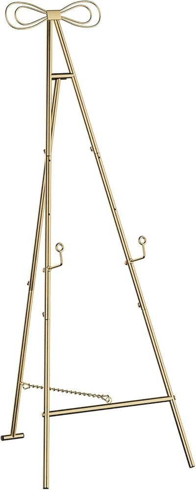 Baoz Metal Easel Stand, Gold Easel Stand for Sign with Bow Top High Adjustable Easel with Chain S... | Amazon (US)