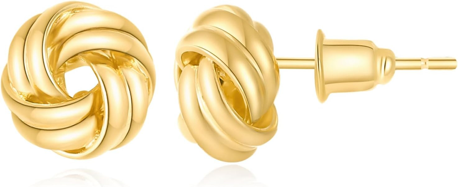 14K Gold Knot Earrings for Women Gold Silver Earrings Heart Link Drop Dangle Earring Chunky Gold ... | Amazon (US)