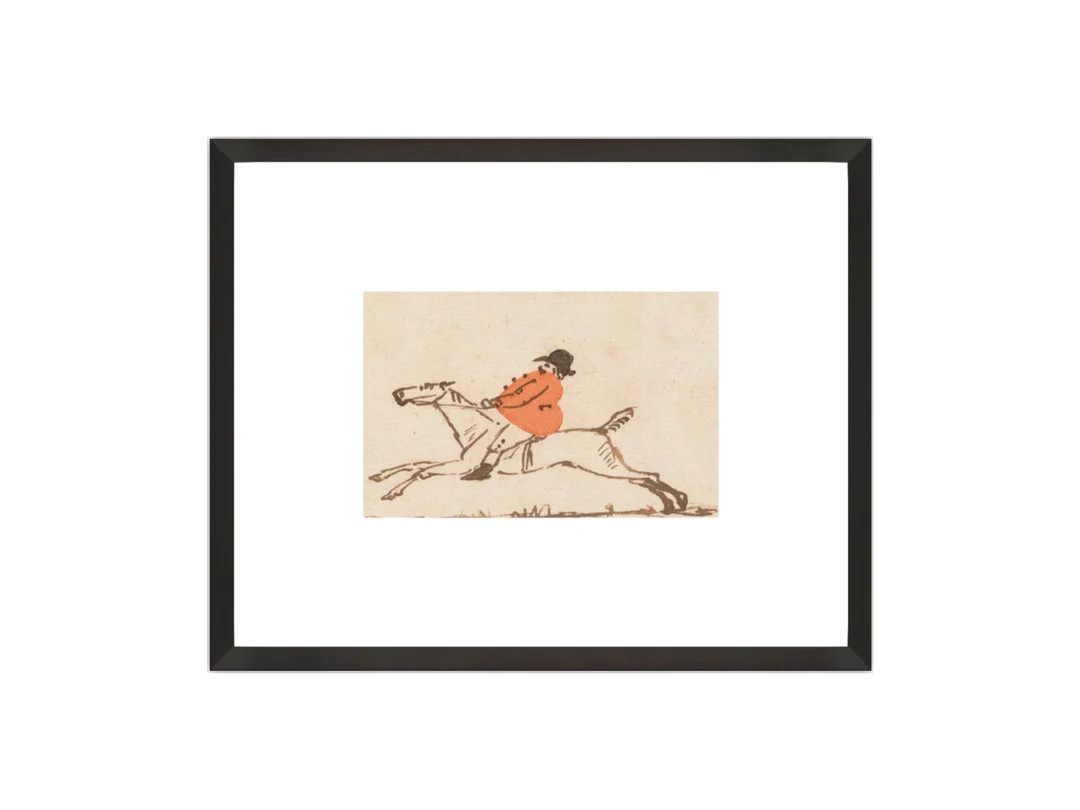 FRAMED the Stout Huntsman Funny Vintage Sketch of a Fat Huntsman Riding His Fox Hunting Horse, Fo... | Etsy (US)