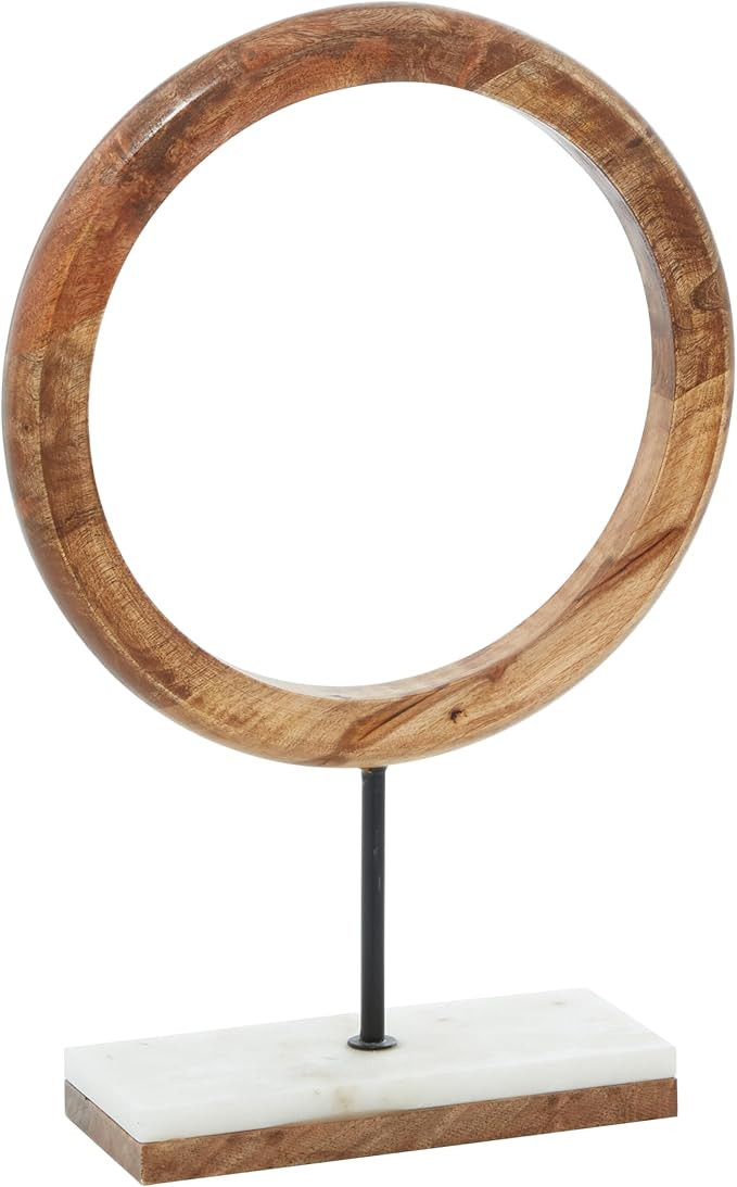 Deco 79 Mango Wood Geometric Decorative Sculpture Circle Home Decor Statue with Marble Stand, Acc... | Amazon (US)