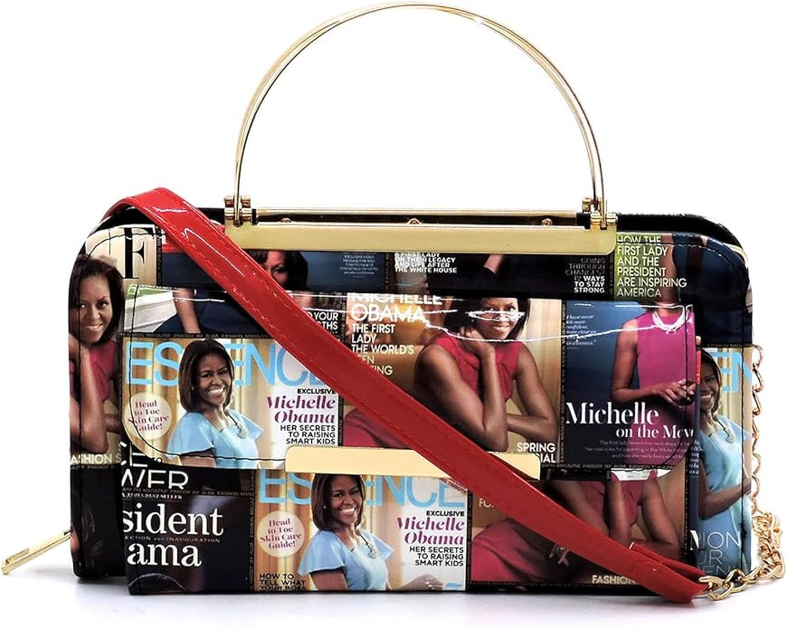 Magazine Cover Collage Round Top Handle Crossbody Bag Clutch Wallet | Amazon (US)