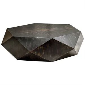 Uttermost Volker Geometric Accent Coffee Table in Worn Black and Honey | Homesquare