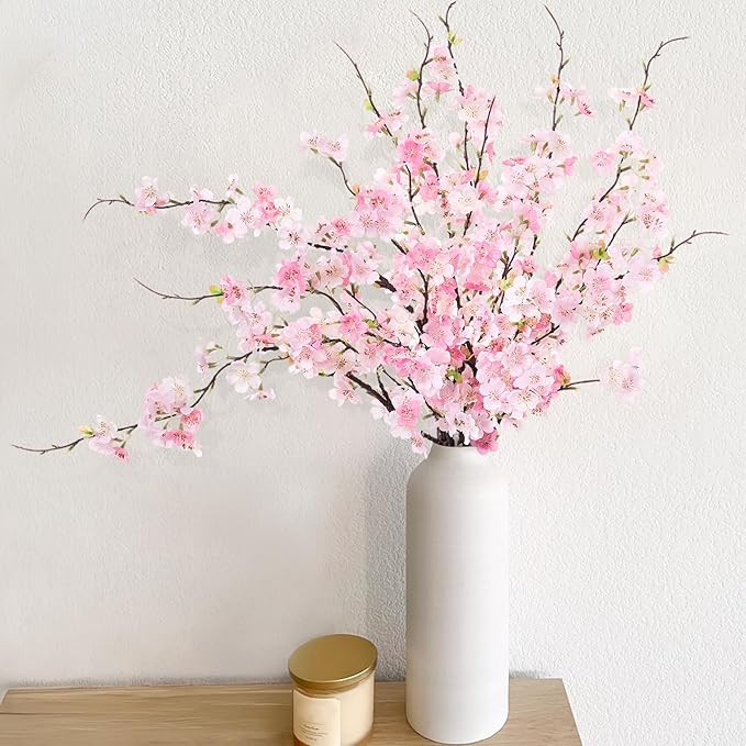 6 PCS Faux Cherry Blossom Branches Decor 31.5 Inch Long Stems Fake Artificial Flowers for Home In... | Amazon (US)