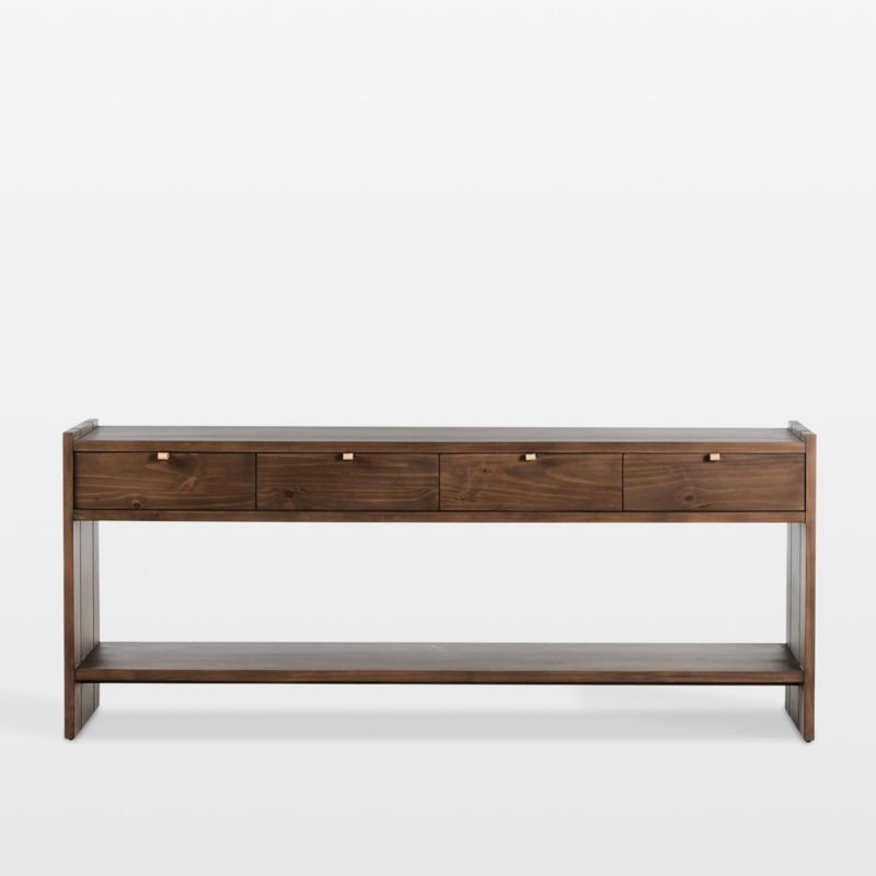 Oscar Brown Pine Wood 78" Rectangular Storage Console Table | Crate & Barrel | Crate & Barrel