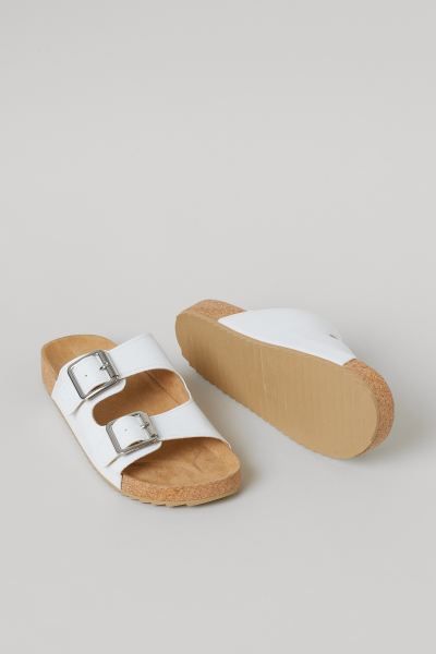 Sandals with adjustable foot straps with metal buckle. Molded soles in faux suede and fluted sole... | H&M (US)