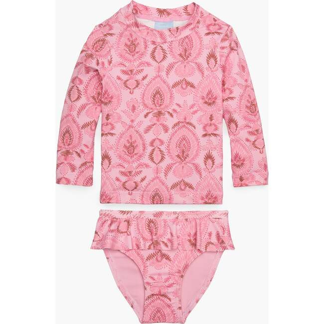 Hill House Home | The Baby Ariel Rashguard Set, (Pink Palm Ikat, Size 12-18M) | Maisonette | Maisonette