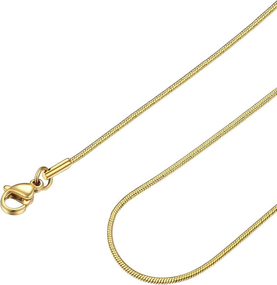 FOCALOOK Snake Chain Necklace Silver 14K Gold Plated Delicate 1mm 1.2mm 1.5mm 2mm Chains for Wome... | Amazon (US)
