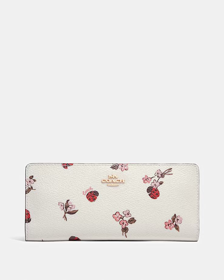Slim Wallet With Ladybug Floral Print | Coach Outlet