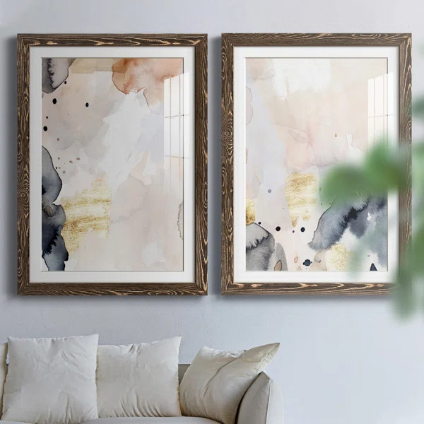 Indigo Blush And Gold III - 2 Piece Single Picture Frame Painting | Wayfair North America