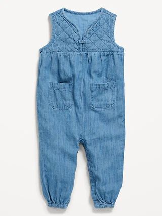 Sleeveless Quilted-Yoke Chambray One-Piece for Baby | Old Navy (US)