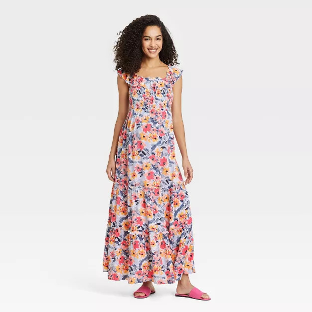 Ruffle Short Sleeve Smocked Maternity Dress - Isabel Maternity by Ingrid & Isabel™ | Target