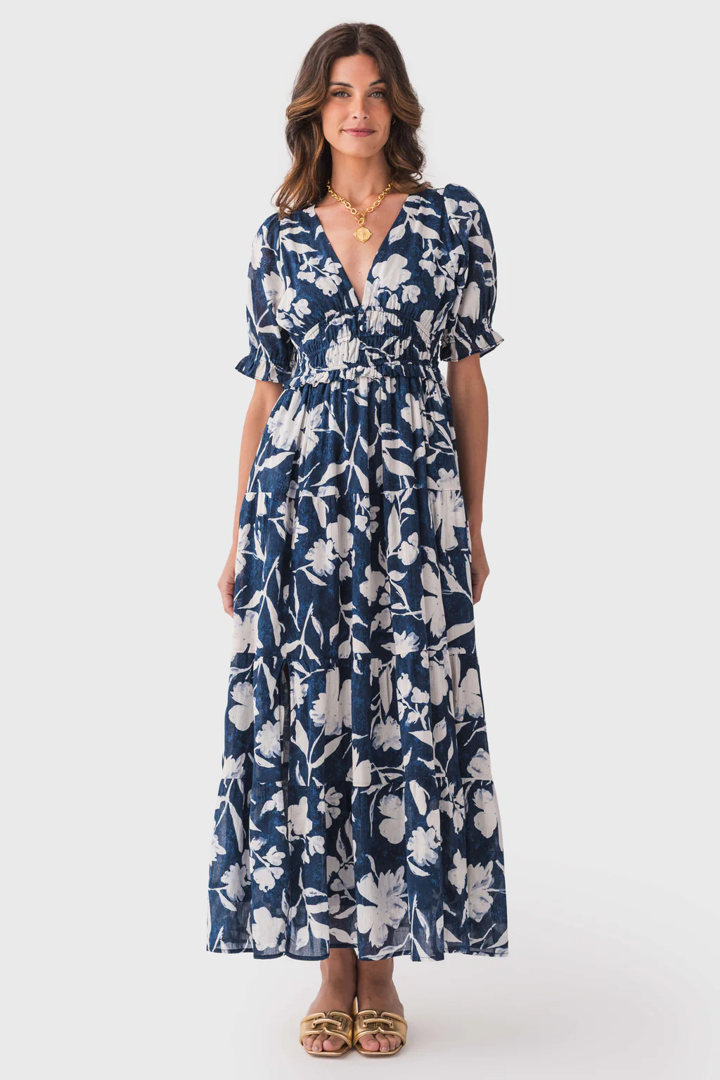 Dress Forum Indigo Mood Cinched Waist Maxi Dress | Social Threads