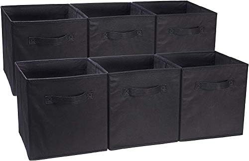 Amazon Basics Collapsible Fabric Storage Cubes Organizer with Handles, Black - Pack of 6 | Amazon (US)