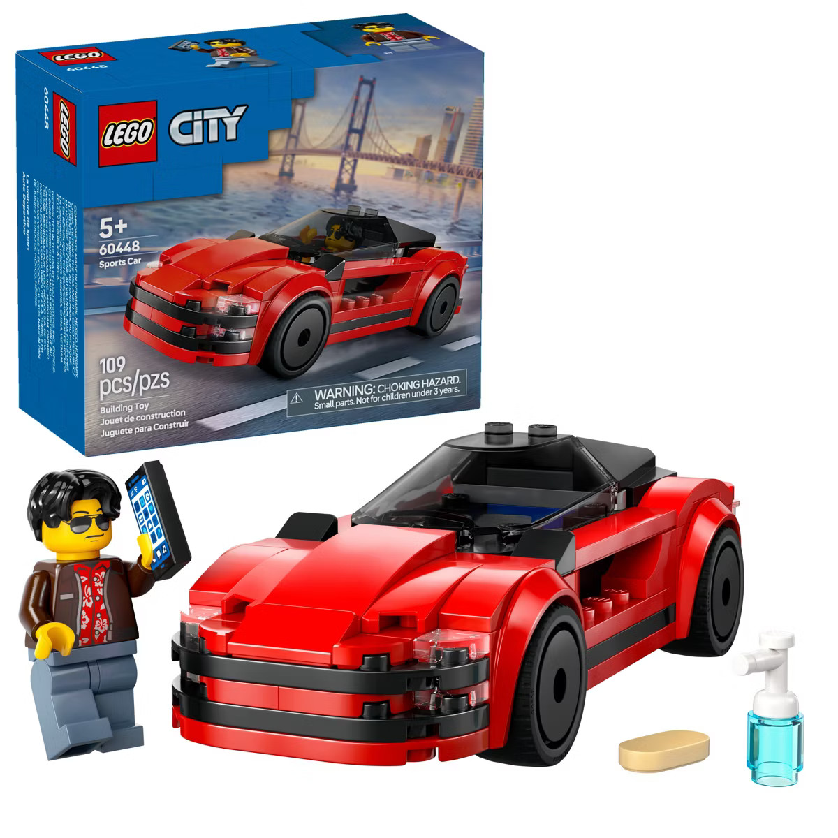 LEGO City Red Sports Car Building Toy with Driver Minifigure 60448 | Target