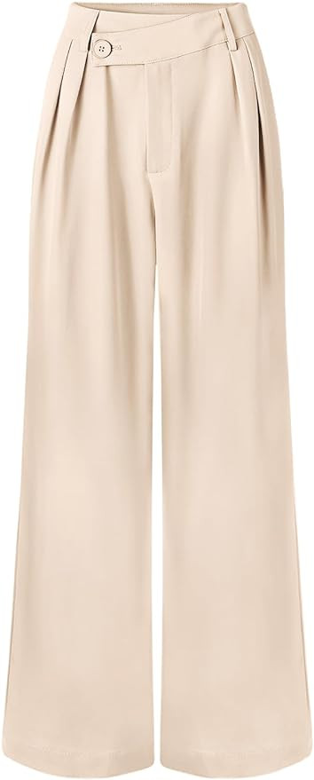 MEROKEETY Women's Wide Leg Pants High Waist Long Straight Work Business Casual Trousers with Pock... | Amazon (US)