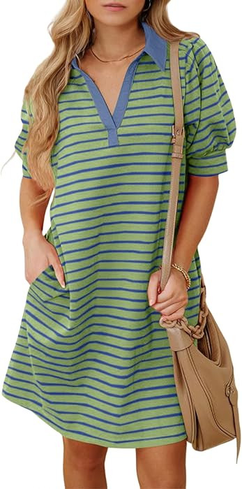 BLENCOT Casual Summer Dresses for Women Trendy T Shirt Beach Sundress | Amazon (US)