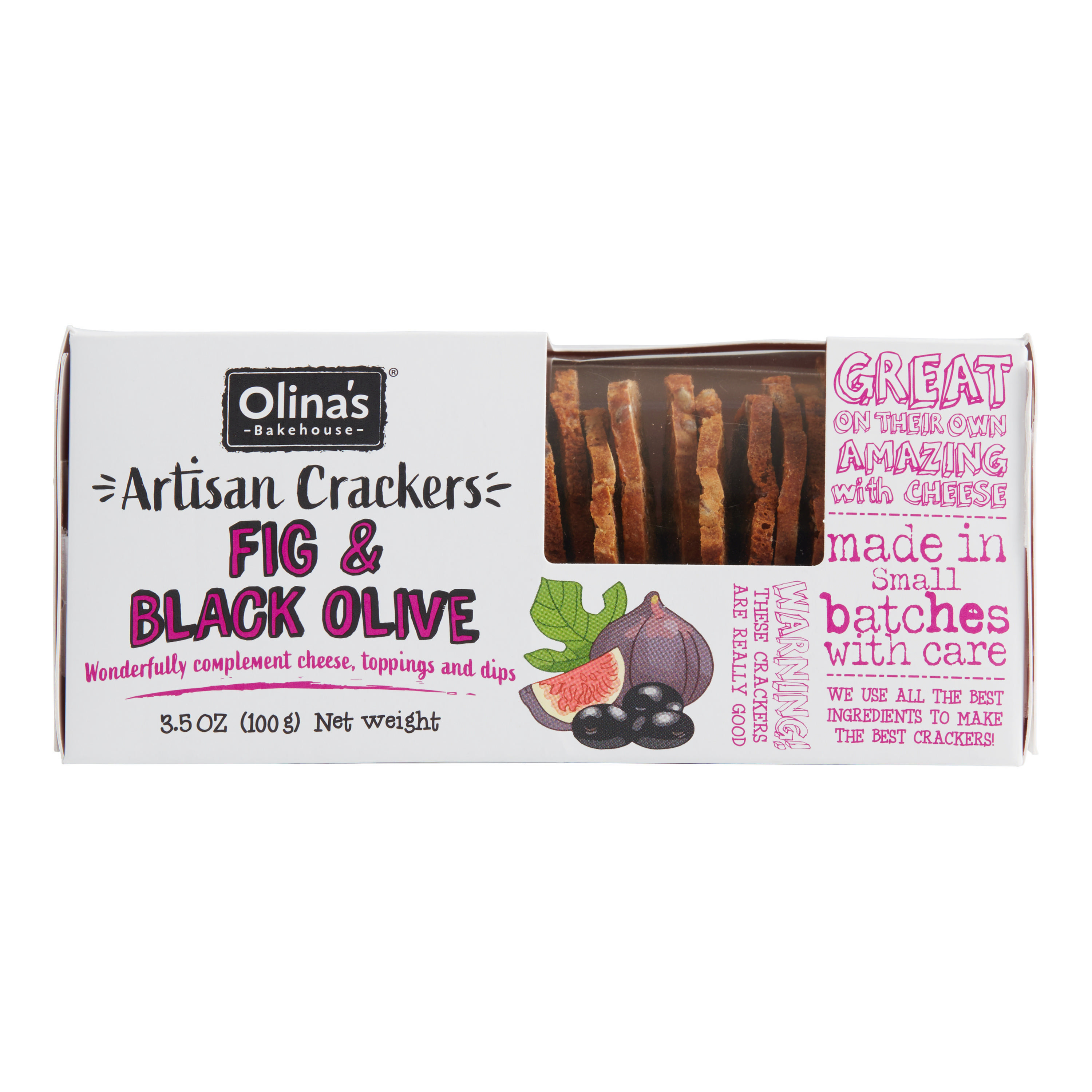 Olina's Fig & Black Olive Artisan Crackers - World Market | World Market