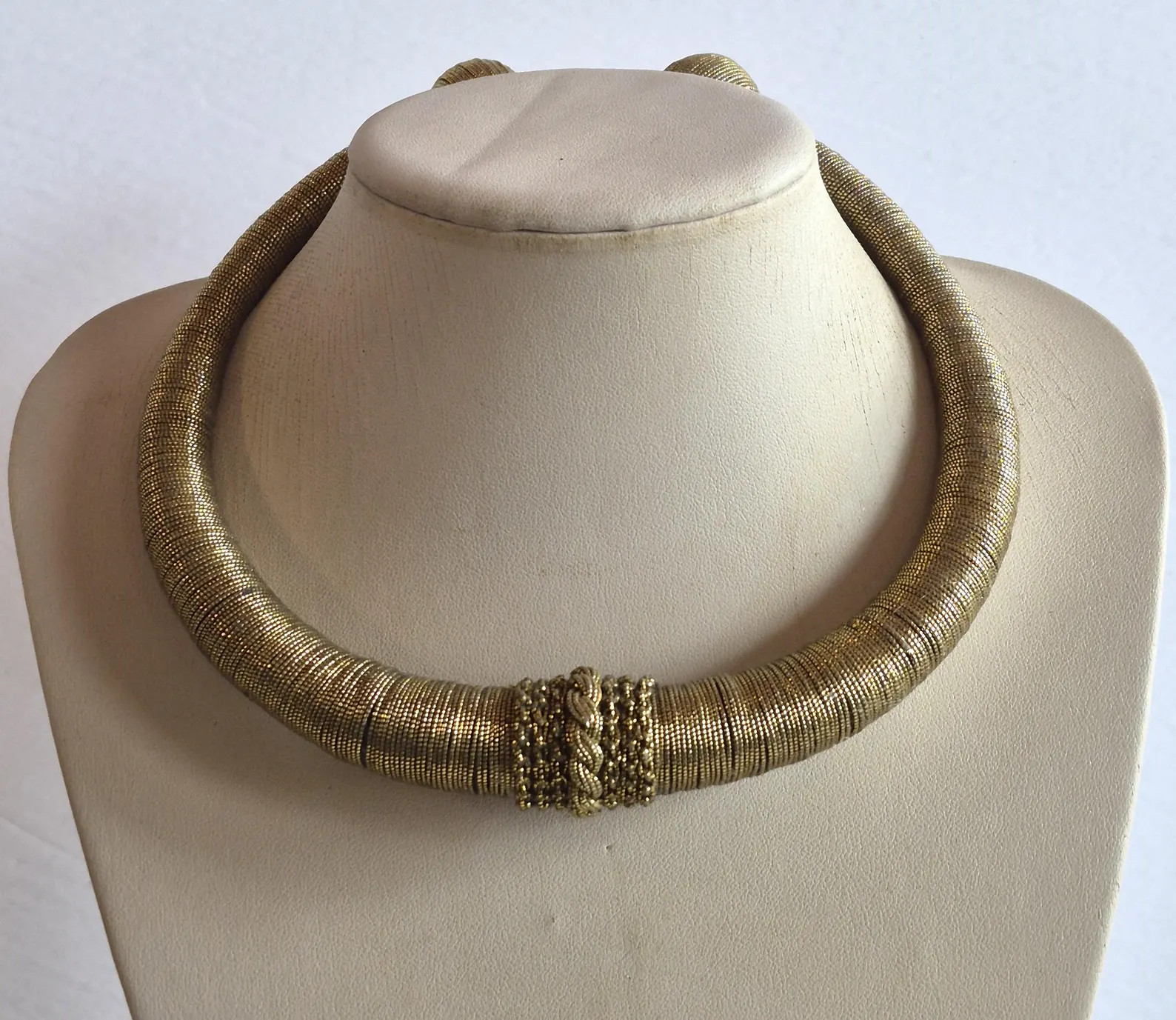 Statement chunky vintage African gold tone tread wired torque collar choker | Etsy (Global)