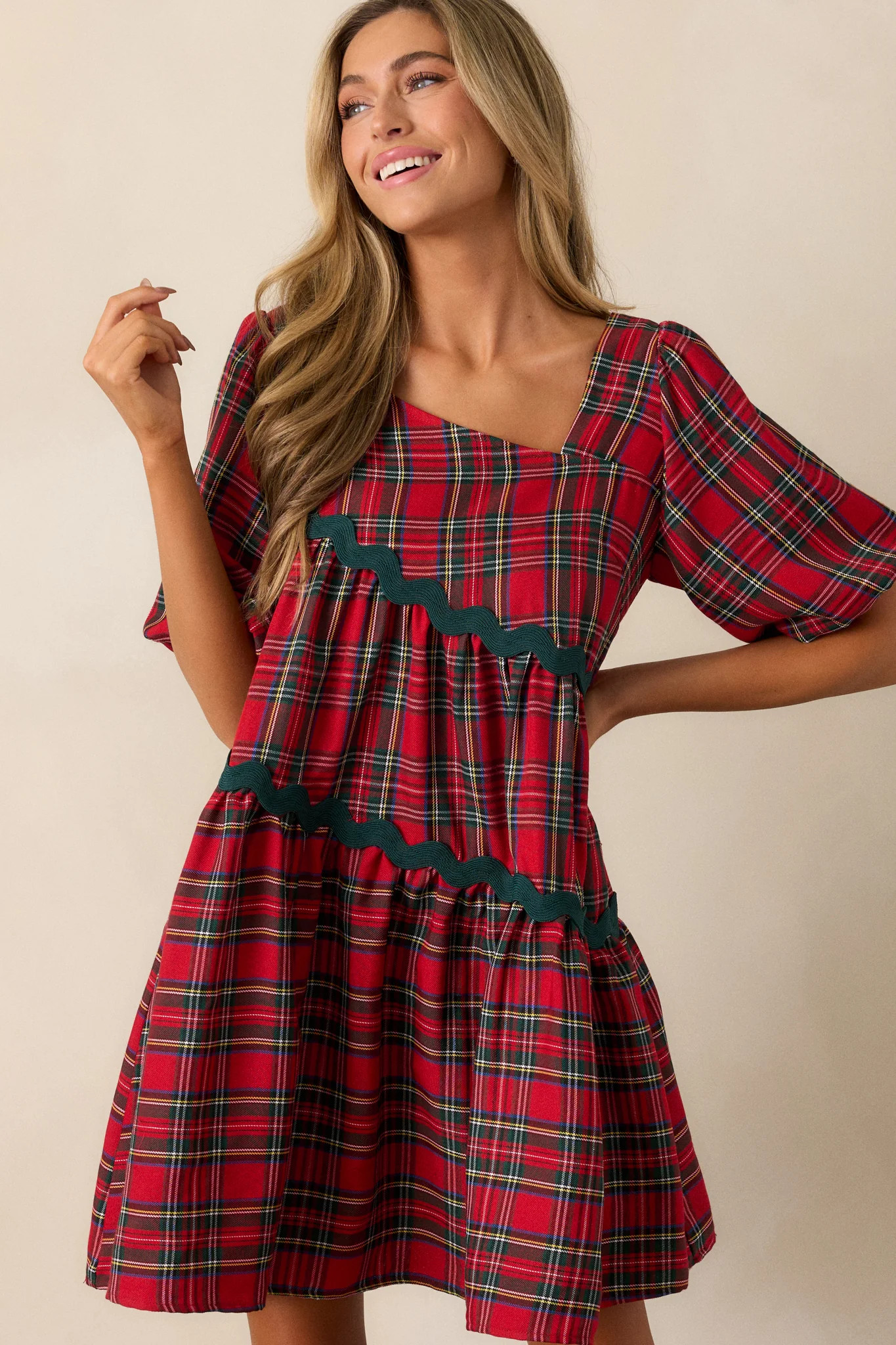 Peace And Joy Red Plaid Dress | Red Dress