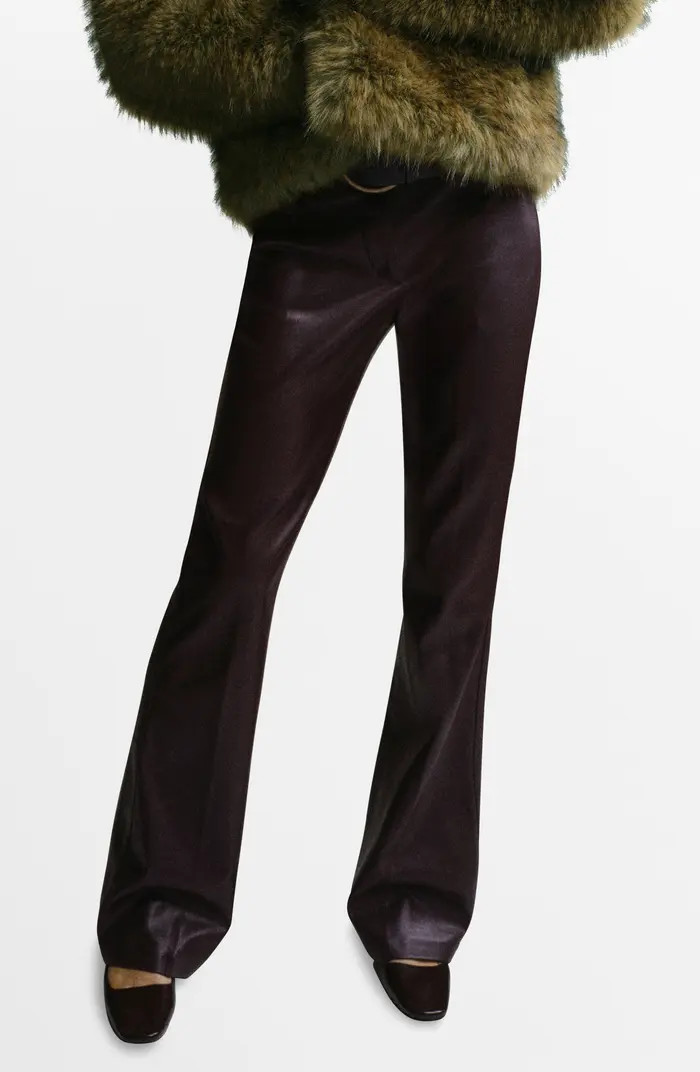 MANGO Slim Fit Faux Leather Flare Pants | Nordstrom | Nordstrom