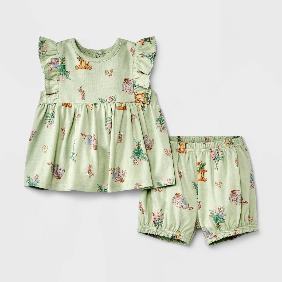 Baby Girls' Winnie the Pooh Top and Bottom Set - Green | Target