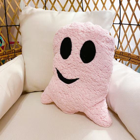 Ghost Pillow | Pink Ghost | Halloween Decor | Throw Pillow | White Ghost | Spooky | Etsy (US)