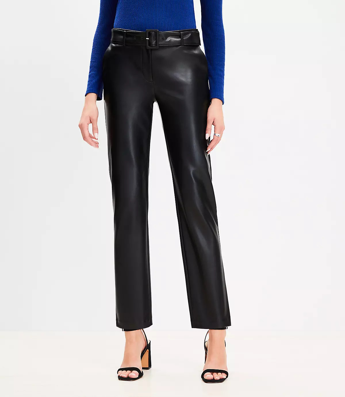 Belted Riviera Slim Pants in Faux Leather | LOFT