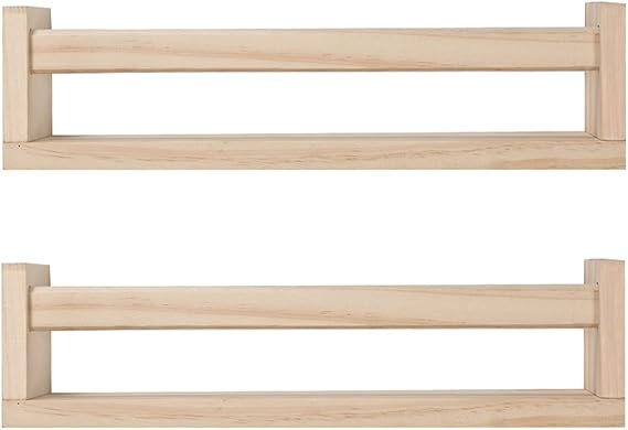 Amy Dceom Nursery Book Shelves Set of 2, Wood Floating Book Shelves for Kids Room, Rustic Baby Nu... | Amazon (US)