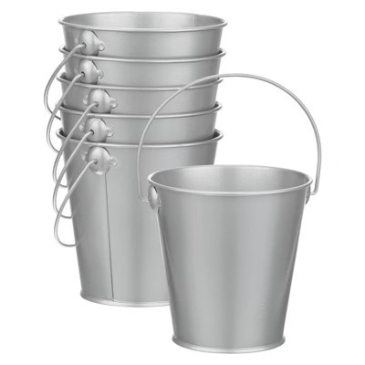 Unique Bargains Garden Galvanized Versatile Durable Bucket with Handle 6 Pcs Silver Tone | Target