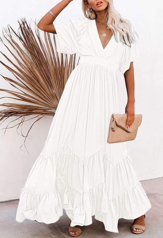 Linsery Maxi Dress for Women Summer Dresses Boho Flowy Long Dress | Amazon (US)