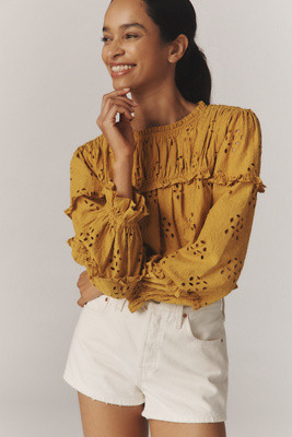 Mille Thea Eyelet Long-Sleeve Top | Anthropologie (US)