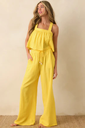 Paradisa Calor Yellow Cotton Swing Tank Top | Red Dress