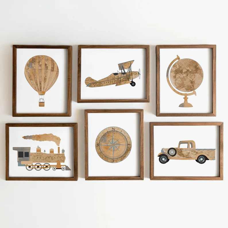 Travel Nursery Print Adventure Nursery Explorer Map Print Transportation Nursery Art Vintage Airp... | Etsy (US)