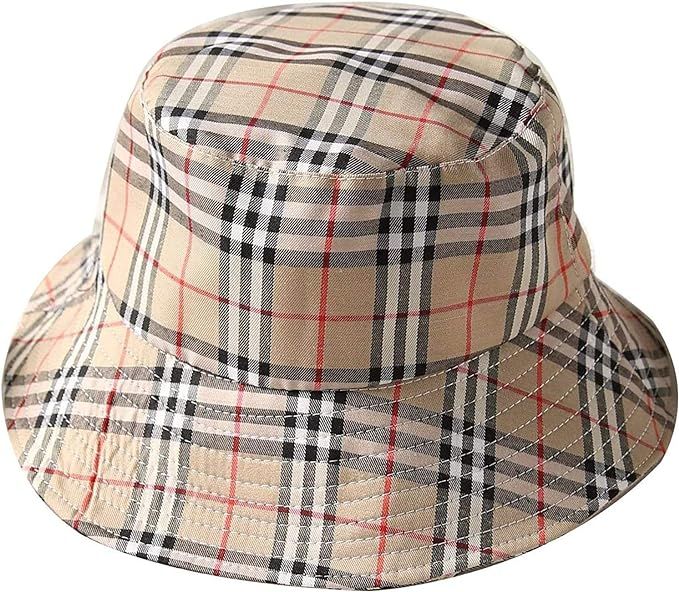 Flat Top Breathable Cotton Hat Unisex Plaid Bordered Summer Cap Outdoor Fishing Hunting Bucket Ha... | Amazon (US)