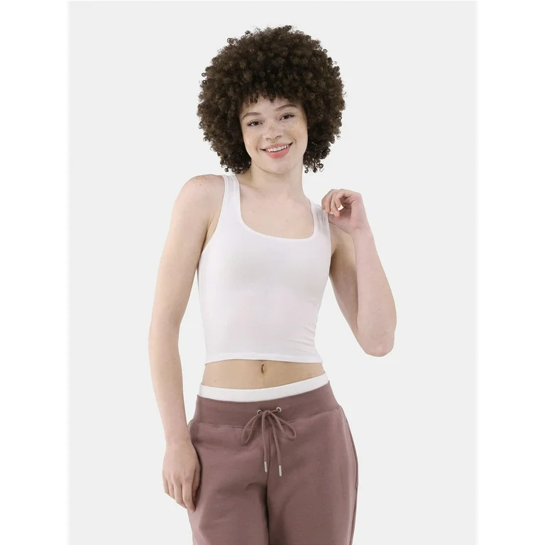 No Boundaries Cotton Blend Rib Tank Top, Women’s and Women’s Plus | Walmart (US)