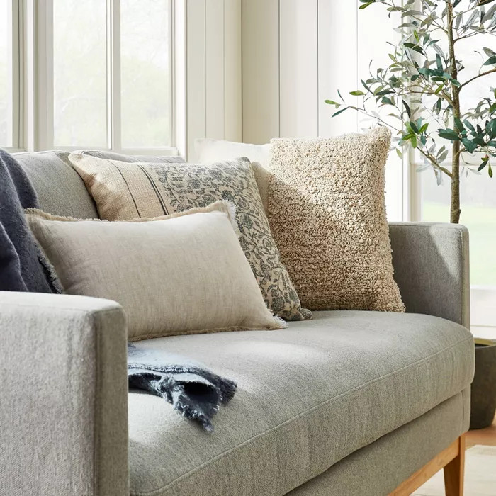 Floral Striped Throw Pillow Blue/Cream - Threshold™ designed with Studio McGee | Target