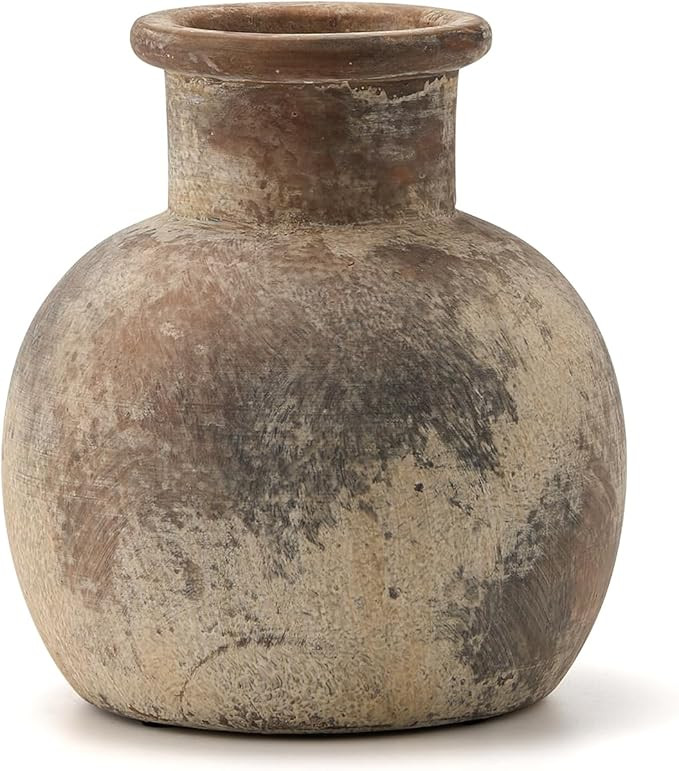 SIDUCAL Ceramic Rustic Farmhouse Vase | 6 Inch Pottery Decorative Flower for Home Decor | Boho Va... | Amazon (US)