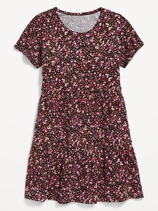 Tiered Printed Short-Sleeve Swing Dress for Girls | Old Navy (US)