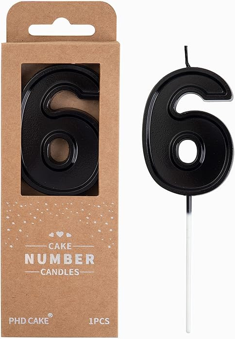 PHD CAKE 2.76 Inch Luxe Black 6 Number Birthday Candles, Black Number Candles, Cake Number Candle... | Amazon (US)