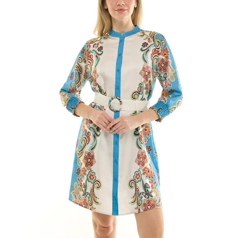 Nanette Nanette Lepore Womens Long Sleeve Tie Waist Mirror Print Mini Dress | Walmart (US)
