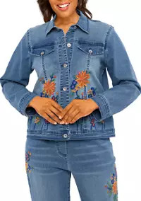 Alfred Dunner Petite Moody Blues Embroidered Jacket | Belk