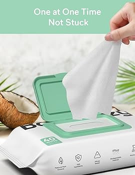 Baby Wipes, Cleansing & Moisturizing 2-in-1 Babycozy Sensitive , 100% Plant Fiber & Biodegradable... | Amazon (US)