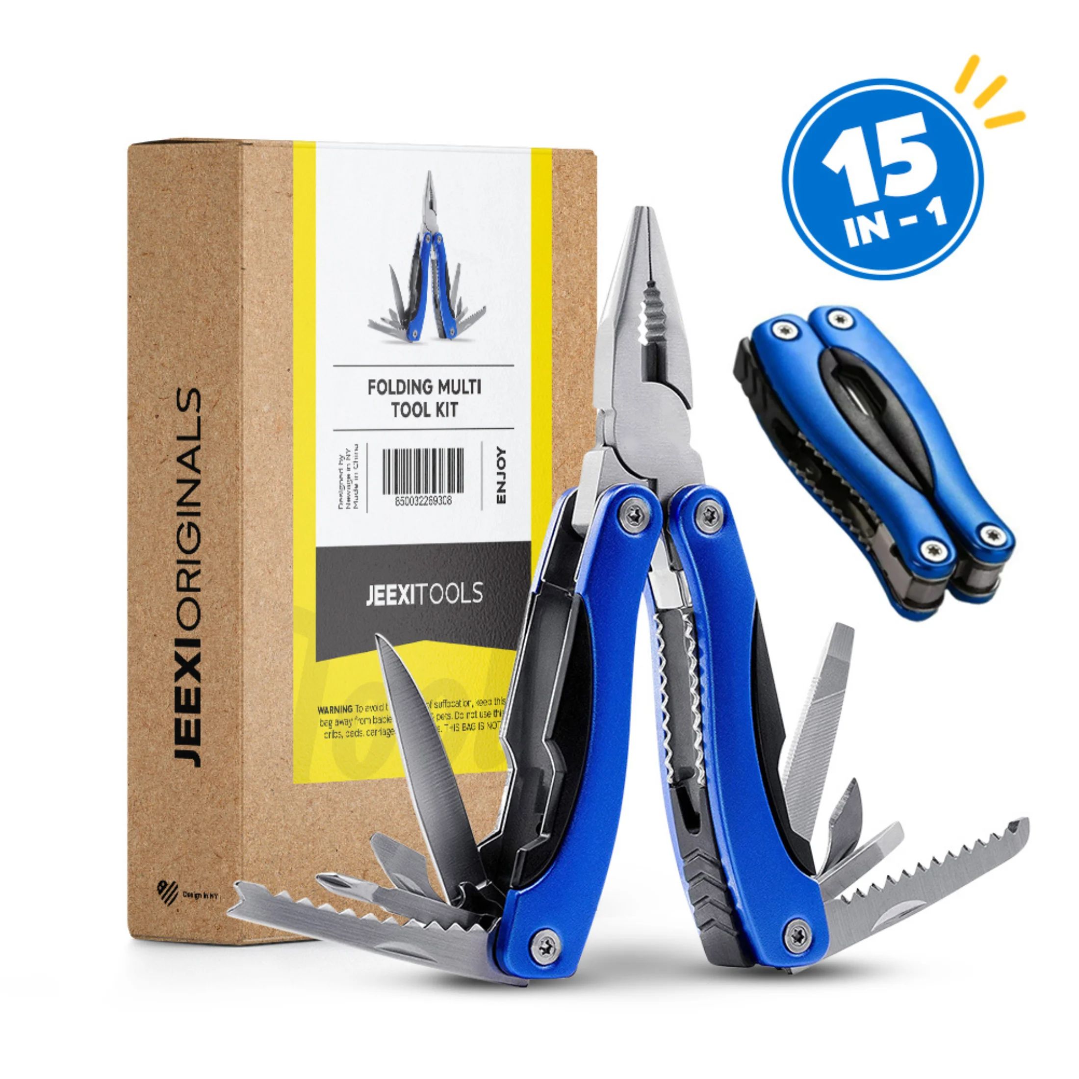 Blue Folding Multi Tool Kit Stainless Steel 1 Multi-Purpose Pocket Multitool Plier, Camping, Hunt... | Walmart (US)