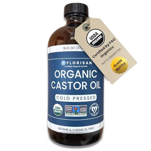 Florisan Organic Castor Oil Cold Pressed Hexane Free, USDA Certified, Premium Organic Castor Oil for Hair Growth, Skin, Eyebrows and Eyelashes, 100% Pure Organic Castor Oil for Fuller Hair, 16 fl oz | Amazon (US)