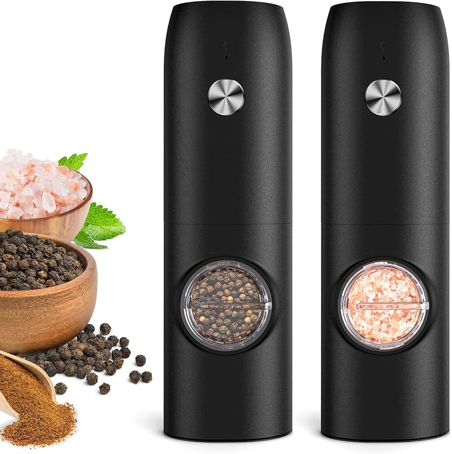 Electric Salt and Pepper Grinder Set (2 Pack), Rechargeable - No Battery Needed - Automatic Salt ... | Amazon (US)