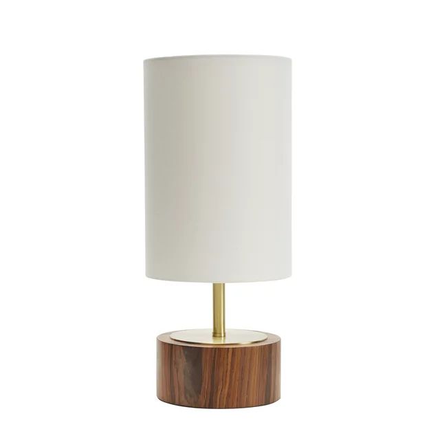 Better Homes & Gardens Woodgrain Touch Table Lamp, Walnut Color Base and Brushed Brass Finish | Walmart (US)