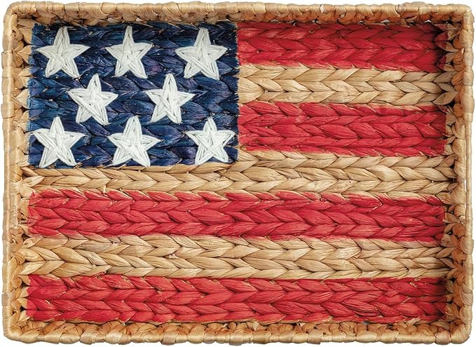 Mud Pie American Flag USA Water Hyacinth Woven Tray | Amazon (US)